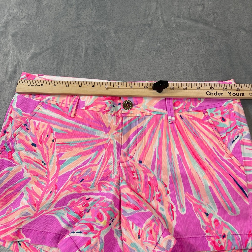 Lilly Pulitzer Shorts Size 8 Callahan Pink Tropical Fan Palm Print Cotton - Picture 4 of 9